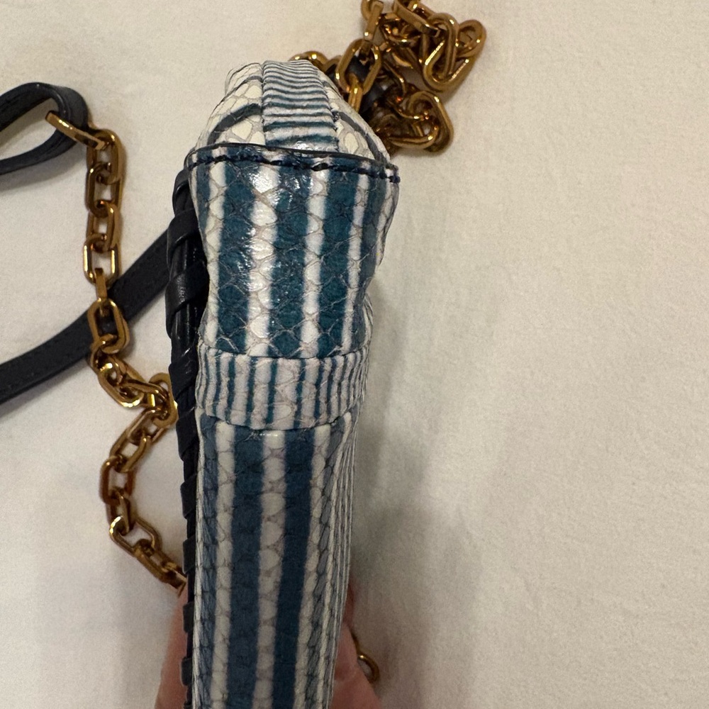 Tory Burch Navy and White Striped Crossbody Bag - Picture 7 of 9